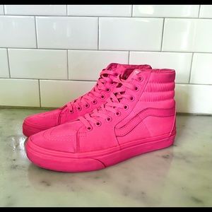 VANS HOT BRIGHT PINK MONO CANVAS VANS SK8 HI TOP MEN 7.5 WOMEN 9 SNEAKERS SHOES
